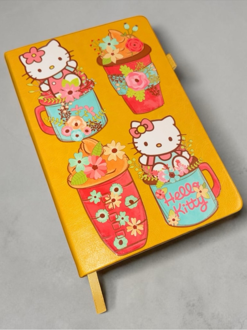 Yellow Hello Kitty Floral Mug Notebook